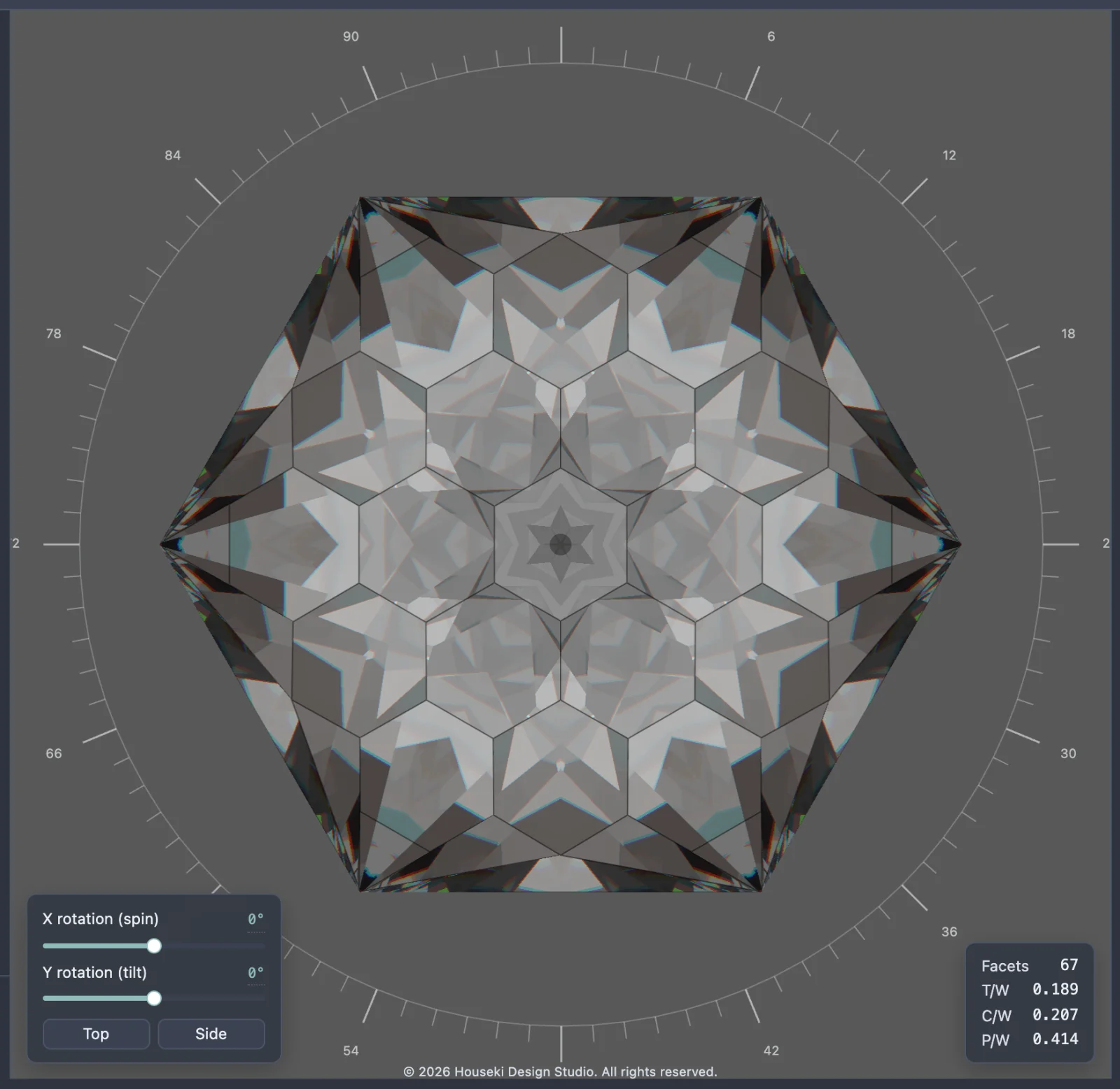 The stone under the Cosine lighting model, brightest overhead and fading towards the horizon