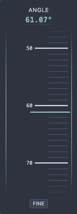 The Angle scale alone, reading 61.07 degrees, after dragging it upward.
