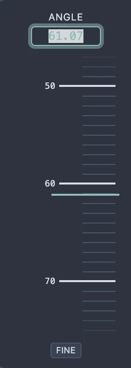 The Angle reading replaced by a text box, ready to type an exact value.