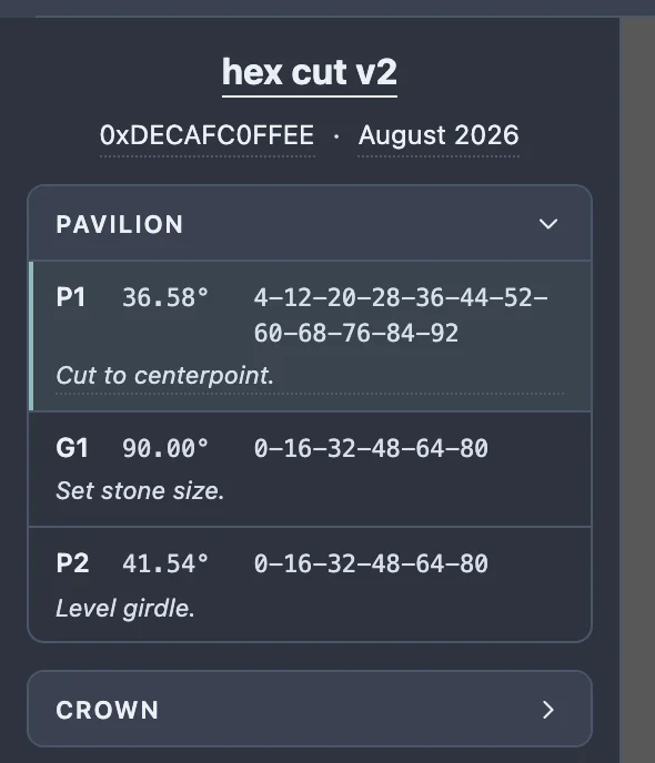 The first pavilion tier's row selected, shown with a highlighted left edge and a tinted background.