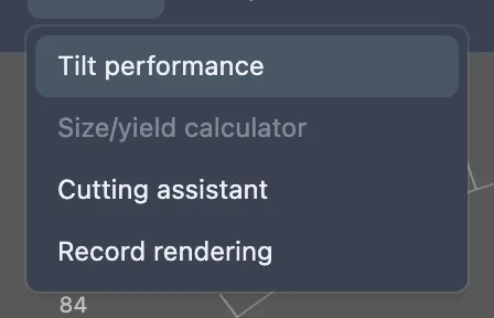 The Tools menu open with Tilt performance highlighted.